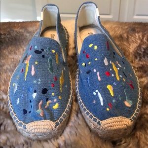 Paint splatter denim canvas soludos espadrilles!